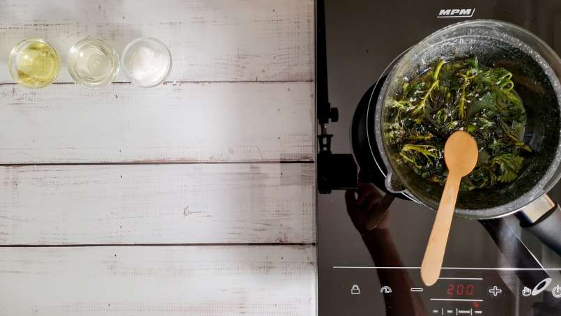 Olej z pokrzywy uzyskany przez przeniesienie i użycie bain-marie, zdjęcie 4