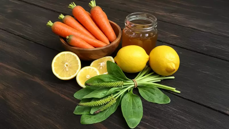 Naturalny eliksir na zdrową wątrobę z marchewką, miodem, cytryną i mniszkiem lekarskim